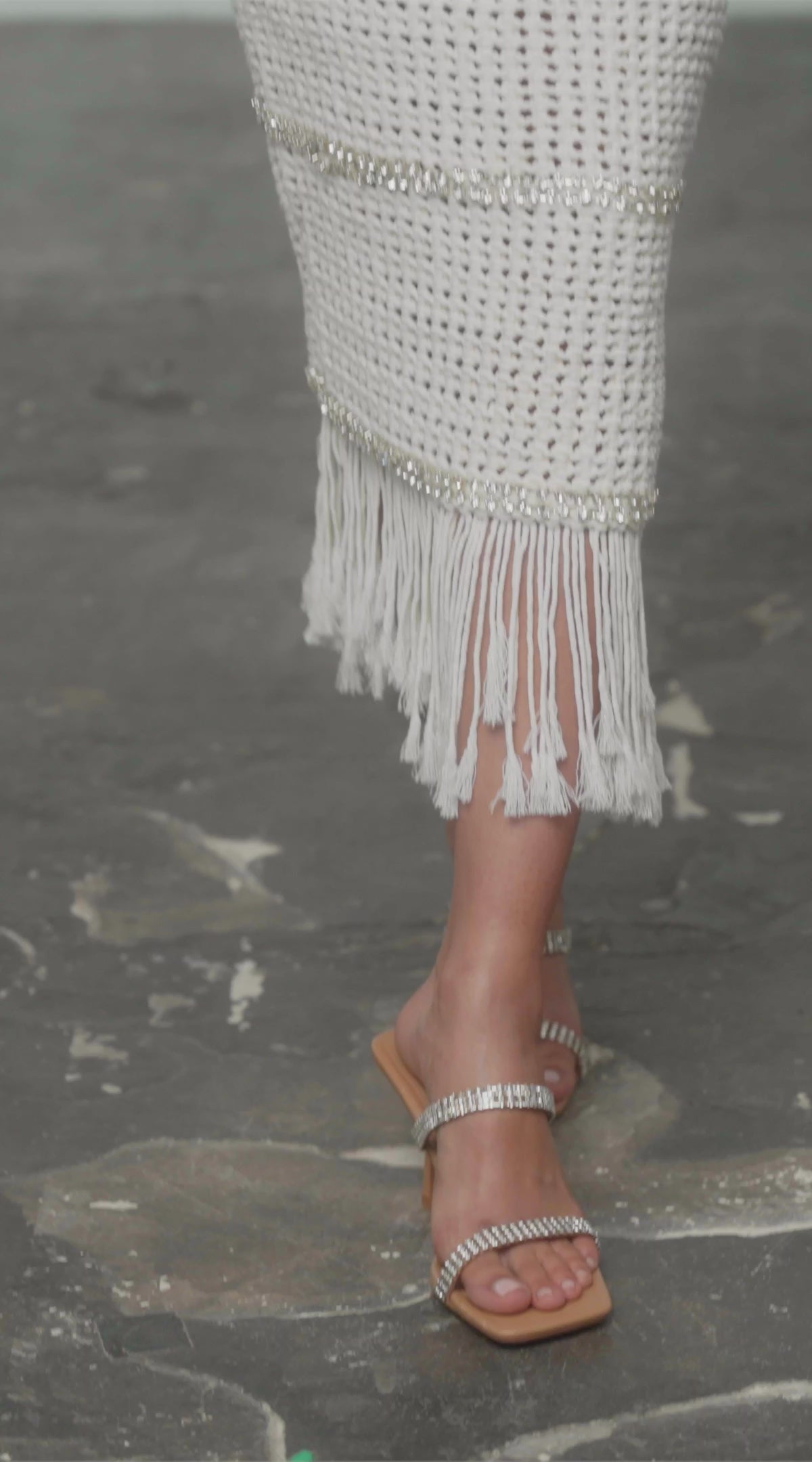 Cream Macrame Embellished Halter Neck Top