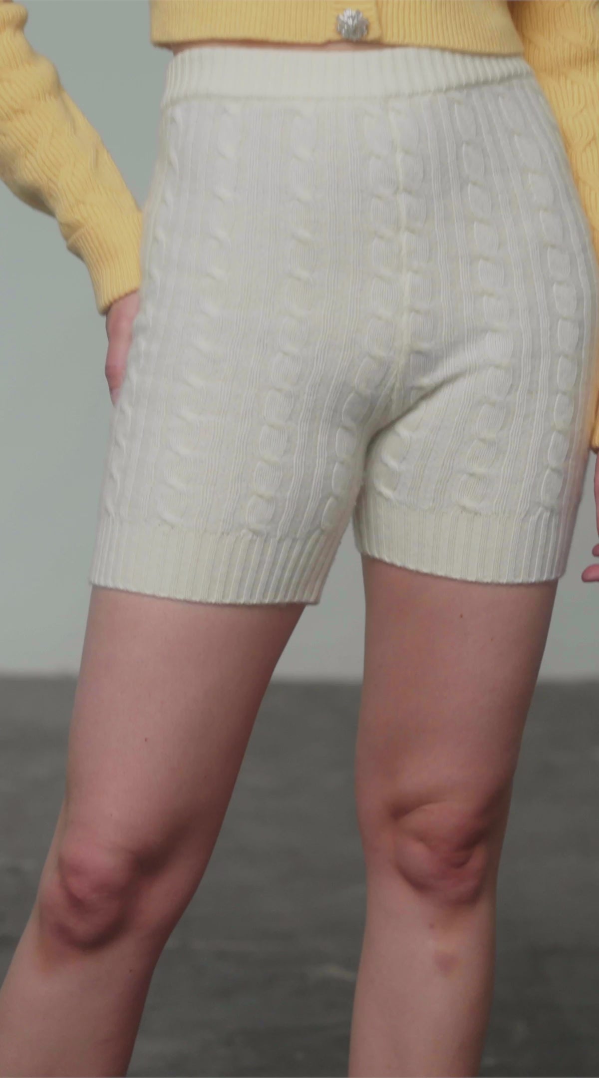 Cream Cable Knit Biker Shorts