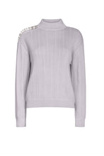 Load image into Gallery viewer, Grey Shoulder Embellished Sweater
