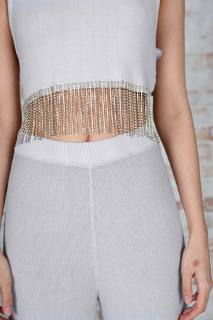 Grey Embellished Flared Pants