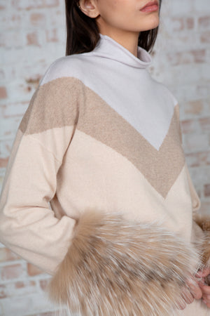 Colour Block High Neck Sweater