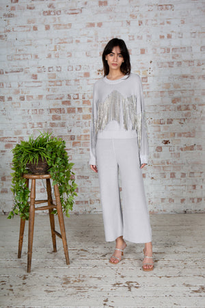 Grey Tassel Fringe Sweater