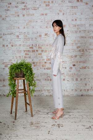 Grey Tassel Fringe Sweater