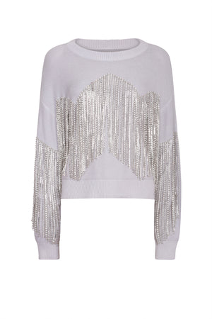 Grey Tassel Fringe Sweater