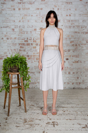 Grey Crystal Chain Embellished Skirt