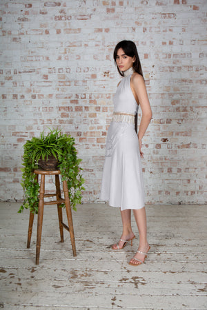 Grey Crystal Chain Embellished Skirt