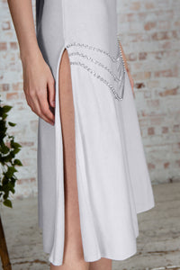 Grey Crystal Chain Embellished Skirt