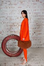 Load image into Gallery viewer, Orange Shearling Trim Coat
