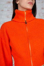 Load image into Gallery viewer, Orange Bell Sleeves Zip Cardigan
