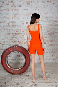 Orange Knit Biker Shorts