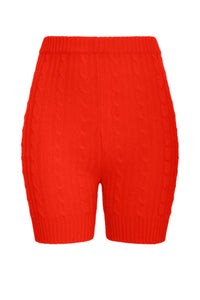 Orange Knit Biker Shorts