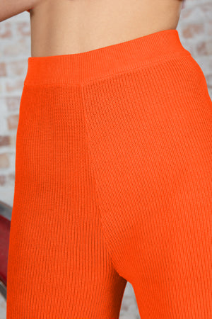 Orange Embellished Wide Leg Pants
