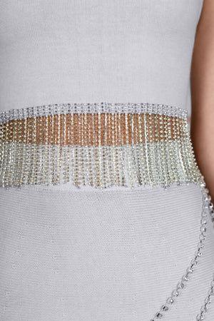 Grey Embellished Cropped Halter Top