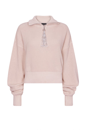 Embellished Zip Tassel Jumper