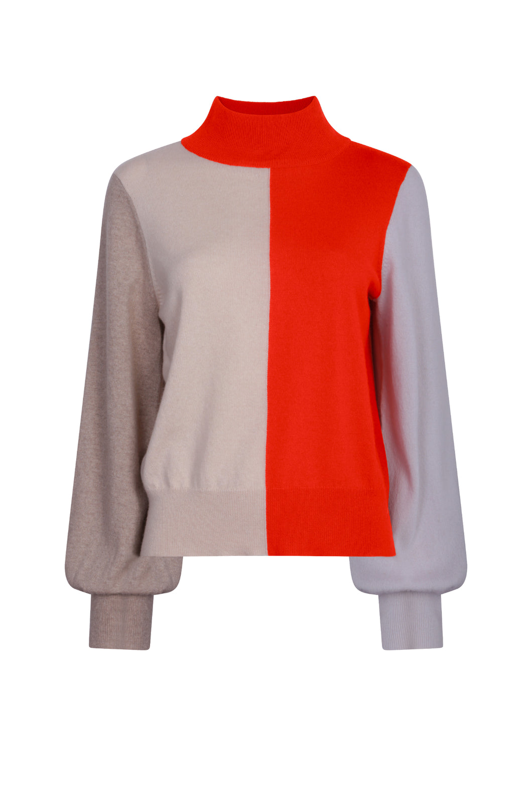 Colour Block Polo Neck Sweater