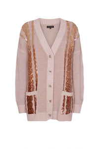 Sequin Embellished Cable Cardigan