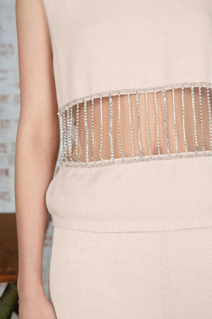 Crystal Chain Sleeveless Shirt