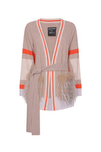 Load image into Gallery viewer, Colour Block Belted Cardigan With Fur Pockets
