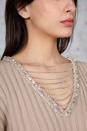 Embellished V Neck Sweater