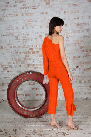 Orange Bow Detailed Pants