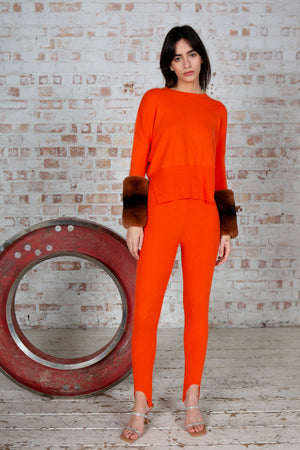 Orange Chinchilla Cuff Sweater