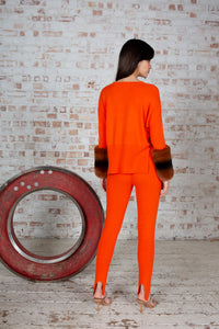 Orange Chinchilla Cuff Sweater