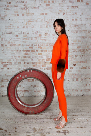 Orange Chinchilla Cuff Sweater