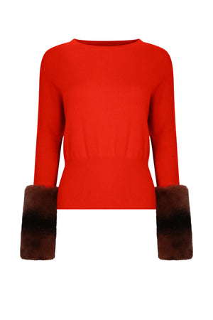 Orange Chinchilla Cuff Sweater