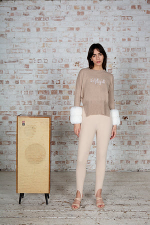 Embroidered Faux Cuff Sweater