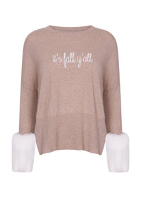 Embroidered Faux Cuff Sweater