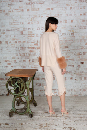 Embroidered Faux Cuff Sweater