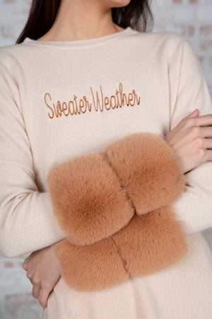 Embroidered Faux Cuff Sweater