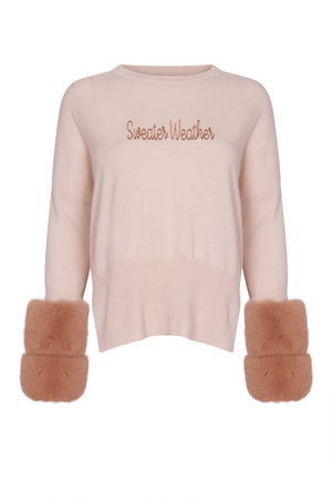 Embroidered Faux Cuff Sweater