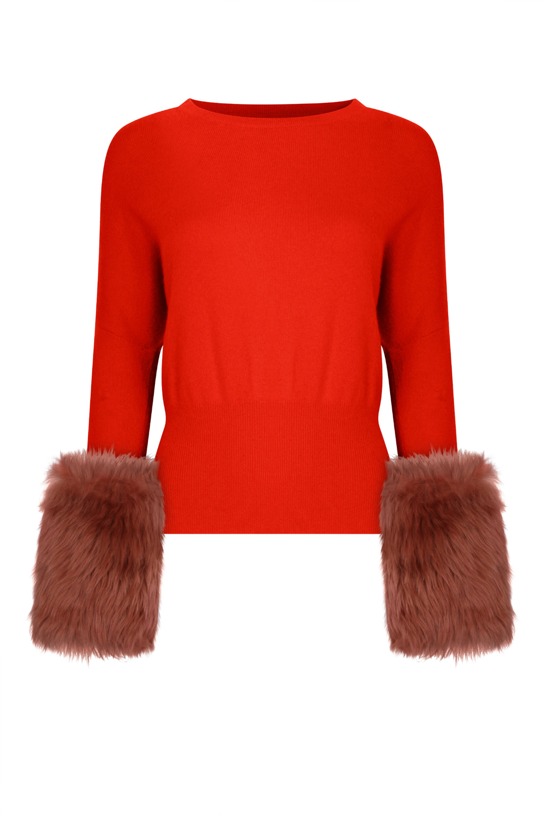 Orange Shearling Cuff Sweater
