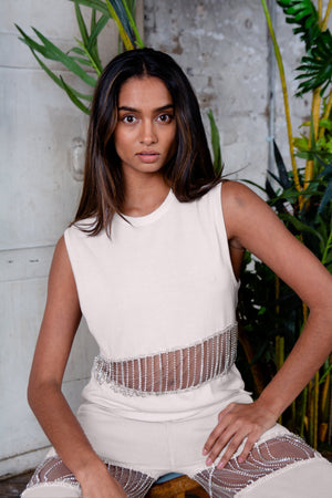 Crystal Chain Sleeveless Shirt