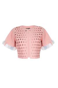 Pink Cropped Pom Pom Jacket