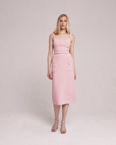 Pink Embellished Jacquard Skirt