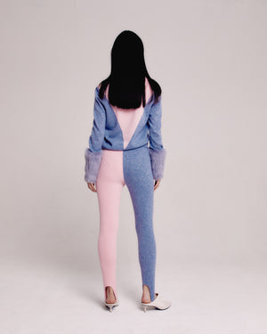 Colour Block Deep V Sweatshirt With Shearling Cuffs