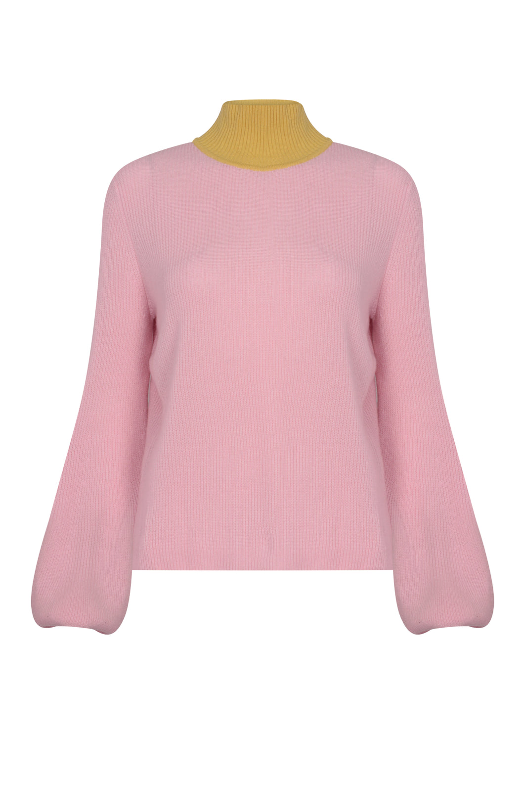 Pink And Chartreuse Colour Block Bell Sleeve Sweater