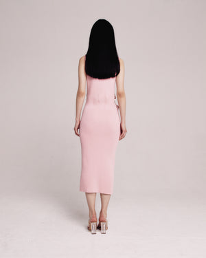 Pink Cut-Out Ribbed Dress