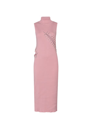 Pink Cut-Out Ribbed Dress