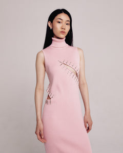 Pink Cut-Out Ribbed Dress