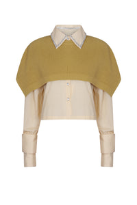 Chartreuse Knit Cape Shirt