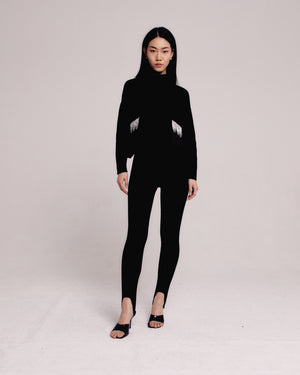 Black Embellished Pocket Sweater