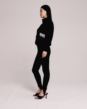 Black Embellished Pocket Sweater