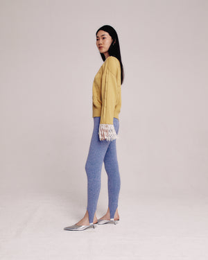Chartreuse Pearl Lined Cable Knit Cardigan