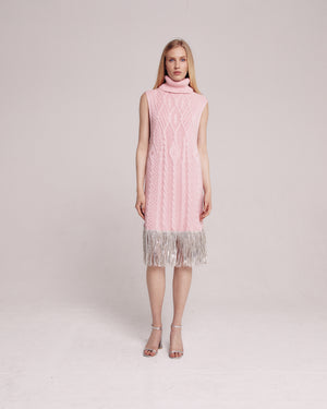 Pink Crystal Embellished Sleeveless Dress