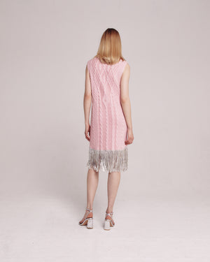 Pink Crystal Embellished Sleeveless Dress