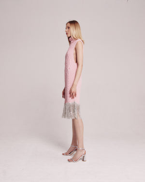 Pink Crystal Embellished Sleeveless Dress