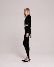 Load image into Gallery viewer, Black Cropped Backless Embellished Top
